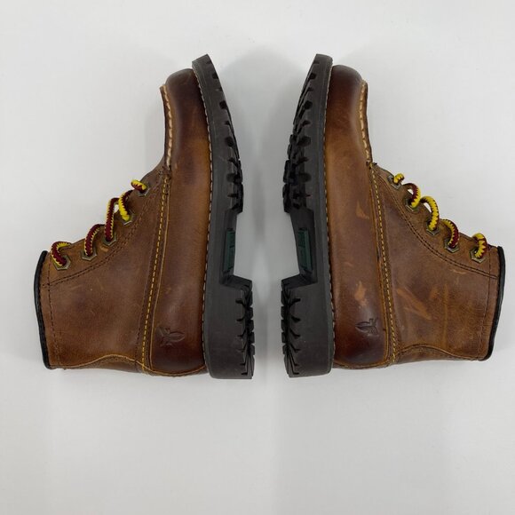 Frye Youth 8.5 Dakota Brown Leather Moc Toe Mid Lace Up Boots Preppy Lug Soles - Picture 2 of 13
